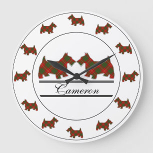 Skotsk Klan Cameron Tartan Play Scottie Hundar Stor Klocka