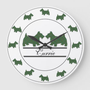 Skotsk Klan Currie Tartan Play Scottie Hundar Stor Klocka