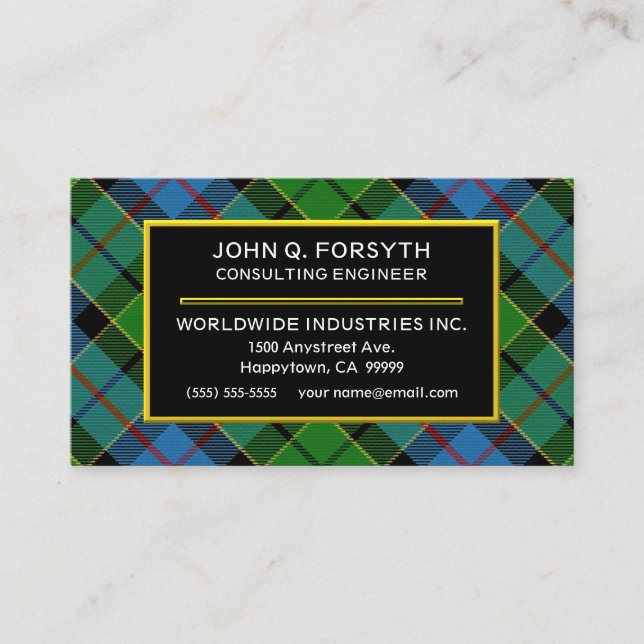 Skotsk Klan Forsyth Tartan Play Visitkort (Framsida)