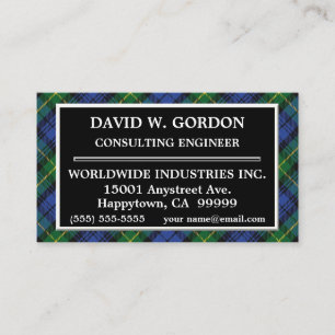 Skotsk klan Gordon Tartan Plaid Visitkort
