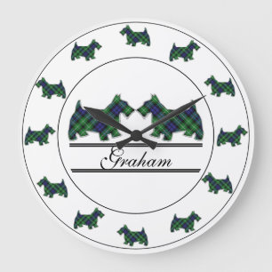 Skotsk klan Graham Tartan Randiga skotsk terrier h Stor Klocka