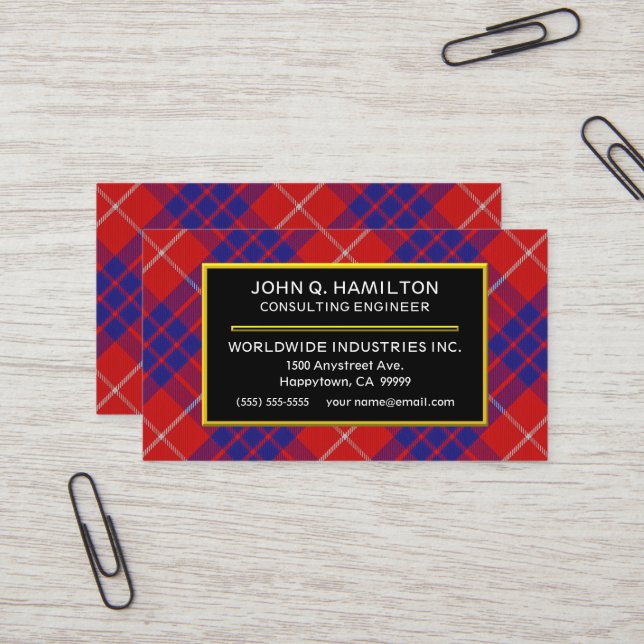 Skotsk klan Hamilton Tartan Plaid Visitkort (Fram/Back In Situ)