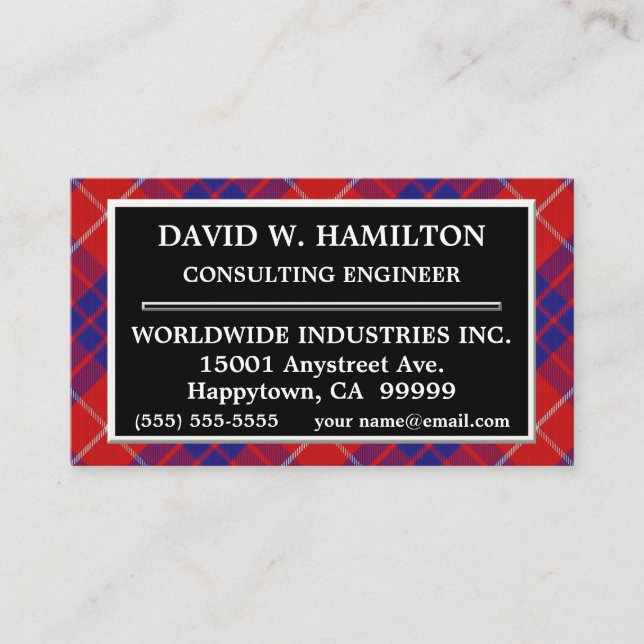 Skotsk klan Hamilton Tartan Plaid Visitkort (Framsida)