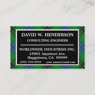 Skotsk klan Henderson Tartan Plaid Visitkort