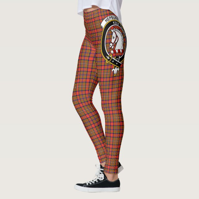Skotsk Klan Hepburn Modern Vapensköld Tartan Kvinn Leggings (Vänster)