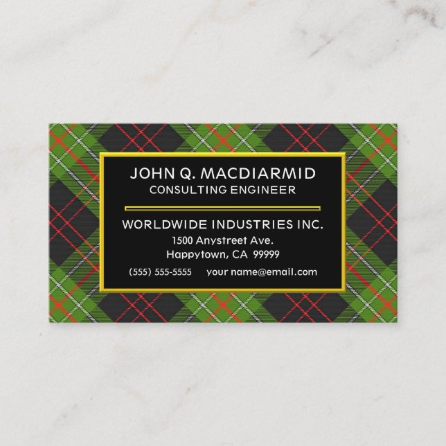 Skotsk klan MacDiarmid Tartan Plaid Visitkort (Framsida)