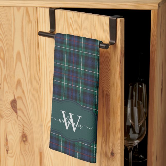 Skotsk klan MacKenzie Tartan Rutig Monogram Kökshandduk (Thirds Fold)