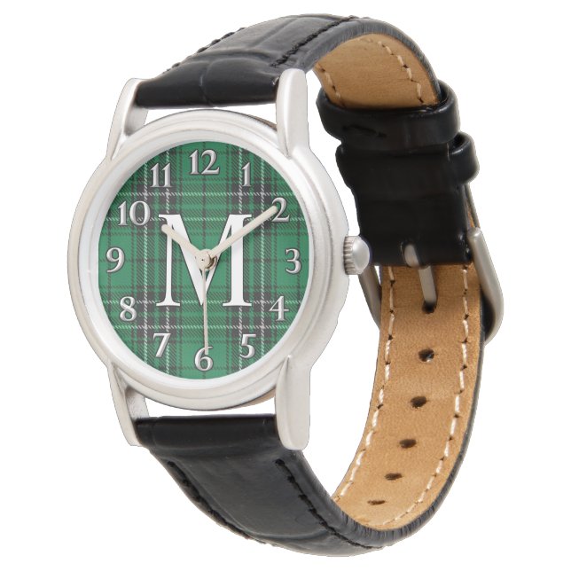 Skotsk klan MacLean M-monogram jakt-tartan Armbandsur (Vinklad)