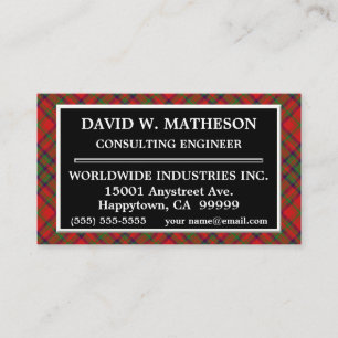 Skotsk klan Matheson Tartan Plaid Visitkort