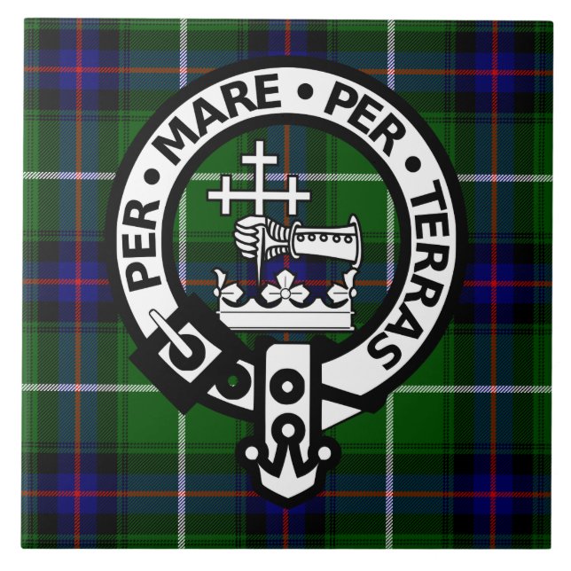 Skotsk klanDonald Tartan och vapensköld Kakelplatta (Framsidan)