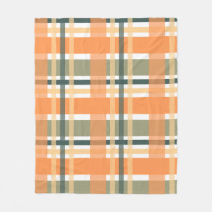 Skotsk klanscheckad orange grön tartan rutig fleecefilt