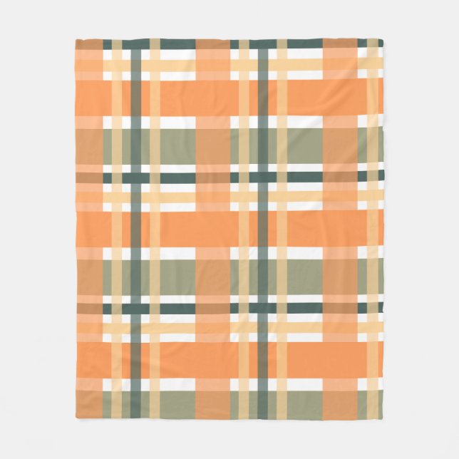 Skotsk klanscheckad orange grön tartan rutig  fleecefilt (Framsidan)