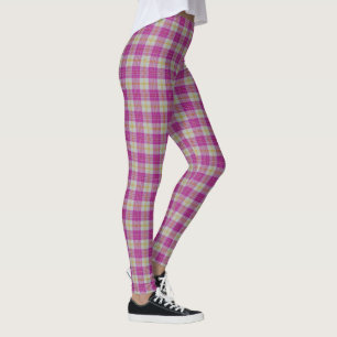 Skotsk klassisk rosa gul tartanrutig leggings