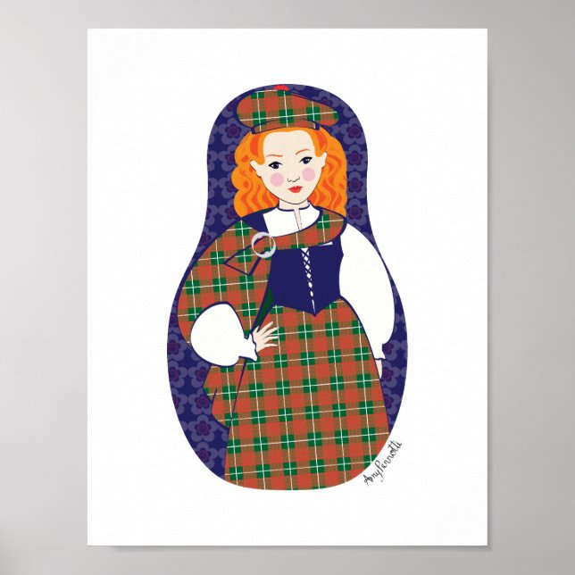 Skotsk Kvinna Matryoshka Affisch (Framsidan)