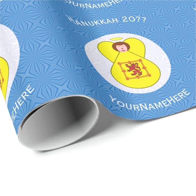 Skotsk Lejon Rampant Ängel Hanukkah Flagga Personl Presentpapper (Rullad Hörn)