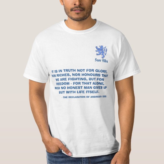 Skotsk lejon självständighetförklaring av Arbroath Tee Shirt (Framsida)