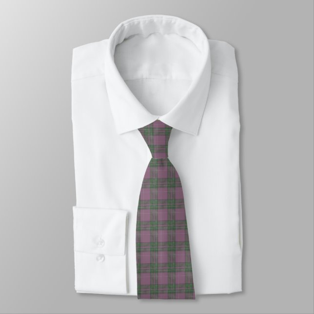 Skotsk lila grön tartan slips (Bunden)