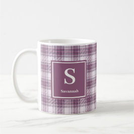 Skotsk Mauve Heritage Plaid Monogram Kaffemugg