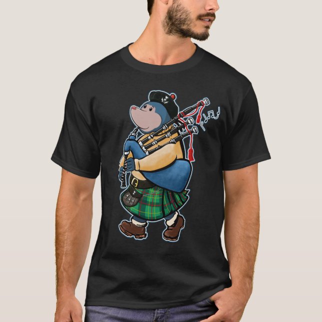 Skotsk Mole av den Kintyre marschen med säckpipa T Shirt (Framsida)