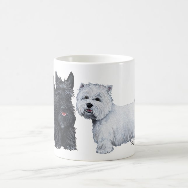 Skotsk och West Highland White Terrier-mugg Kaffemugg (Center)
