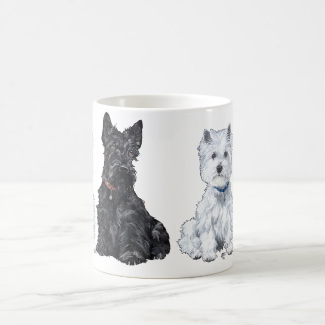 Skotsk och West Highland White Terrier-mugg Kaffemugg (Center)