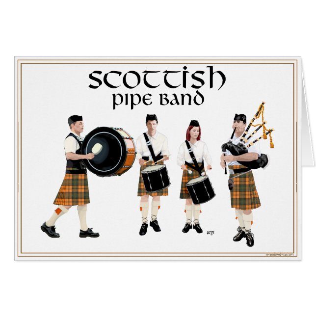 Skotsk Pipe Band - Butterscotch Hälsningskort (Framsidan Horizontal)