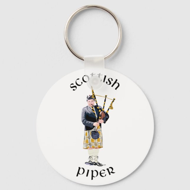 Skotsk Piper - Brun Kilt Nyckelring (Framsida)