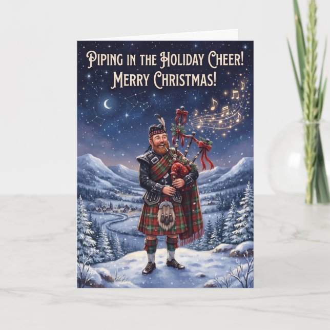 Skotsk Piper Julkort Kort (Framsida)