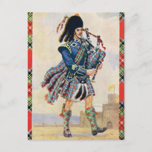 Skotsk piper, kilten svänger vykort