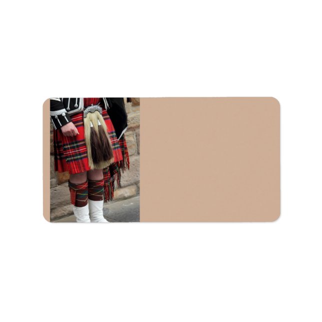 Skotsk piper nära, traditionell skotsk gåva adressetikett (Framsidan)