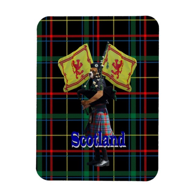 Skotsk piper på tartan magnet (Vertikal)