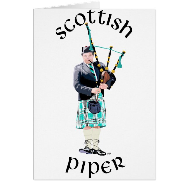 Skotsk Piper - Turkos Hälsningskort (Framsidan)