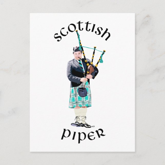 Skotsk Piper - Turkos Vykort (Framsida)