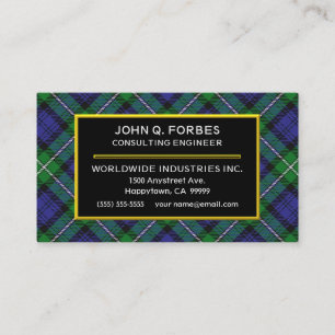 Skotsk pläd för klanForbes Tartan Visitkort