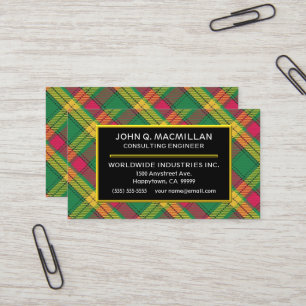 Skotsk pläd för klanMacMillan Tartan Visitkort