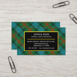 Skotsk pläd för klanRoss Tartan Visitkort