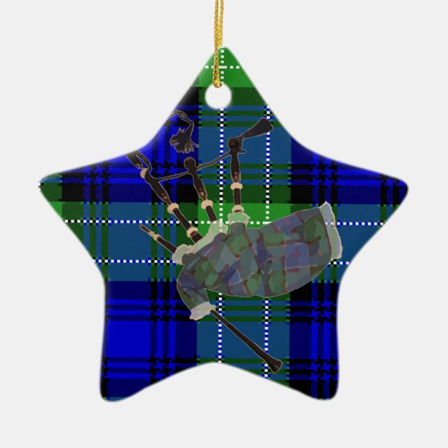 Skotsk plädsäckpipa julgransprydnad keramik (Framsidan)
