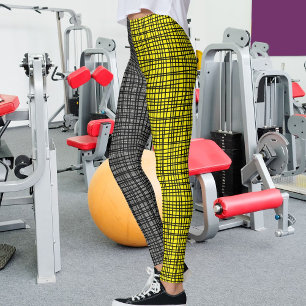 Skotsk Plaid Klanskt Tartan Grå Svart Gul Födelsed Leggings