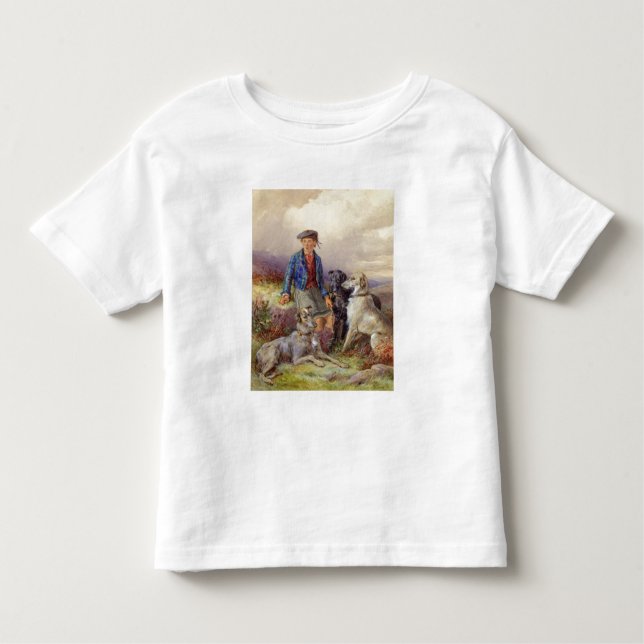 Skotsk pojke med gulfthund i en landsca i Högland T-shirt (Framsida)