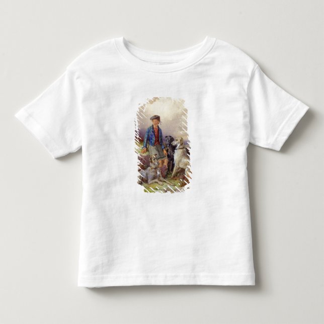 Skotsk pojke med gulfthund i en landsca i Högland T-shirt (Framsida)
