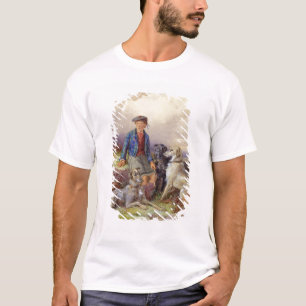 Skotsk pojke med wolfhounds i en höglands- landsc t shirt