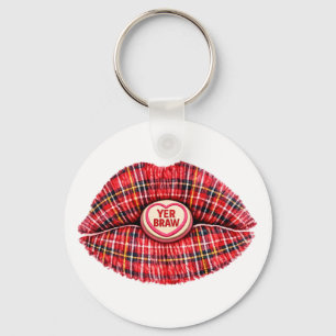 Skotsk present Tartan Läppar Kärlek Popkonst Nyckelring