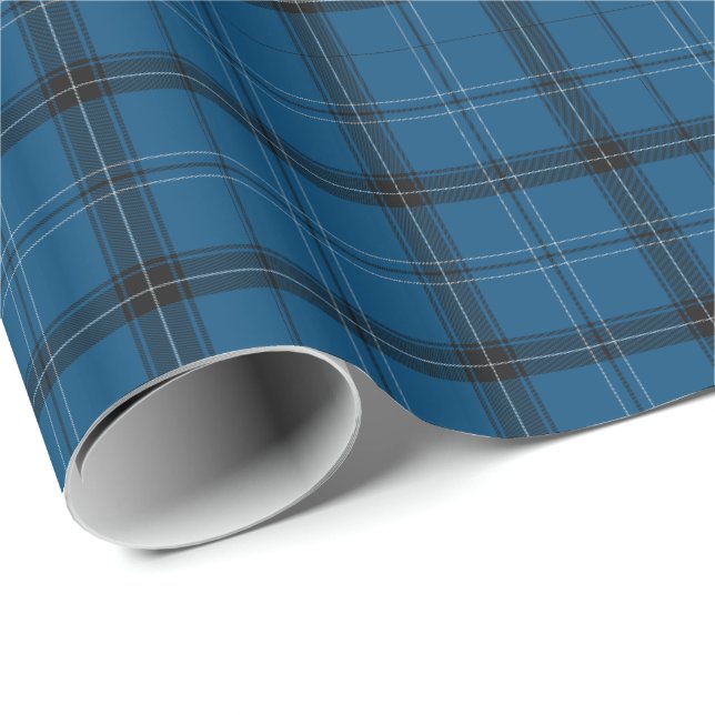 Skotsk Ramsay Blue Tartan Presentpapper (Rullad Hörn)