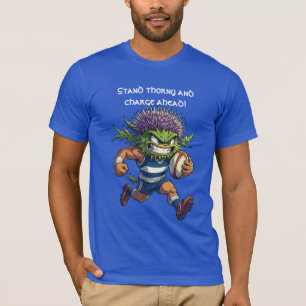 Skotsk Rugby Tistel Karaktär Vild Idrott T Shirt