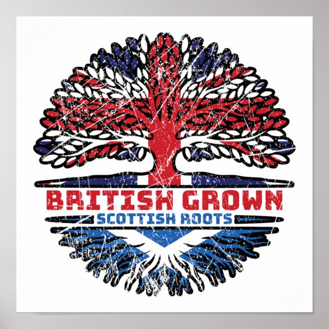 Skotsk Scotland Storbritannien Brittisk Träd Poster (Framsidan)