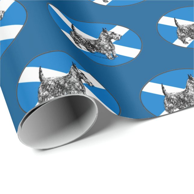 Skotsk Scottiehund med flagga av Skottland Presentpapper (Rullad Hörn)
