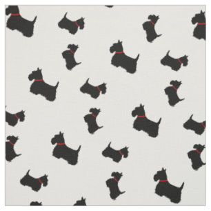 Skotsk skräckand hund svart silhouettes röd collar tyg