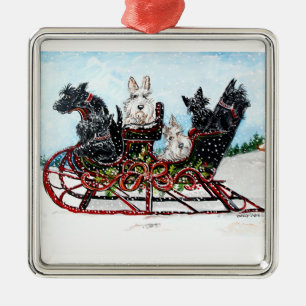 Skotsk Sleighritt Julgransprydnad Metall