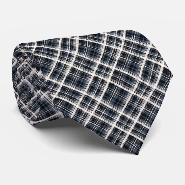 Skotsk,svart och vit,tartan,snyggt, klassisk slips (Rullad)