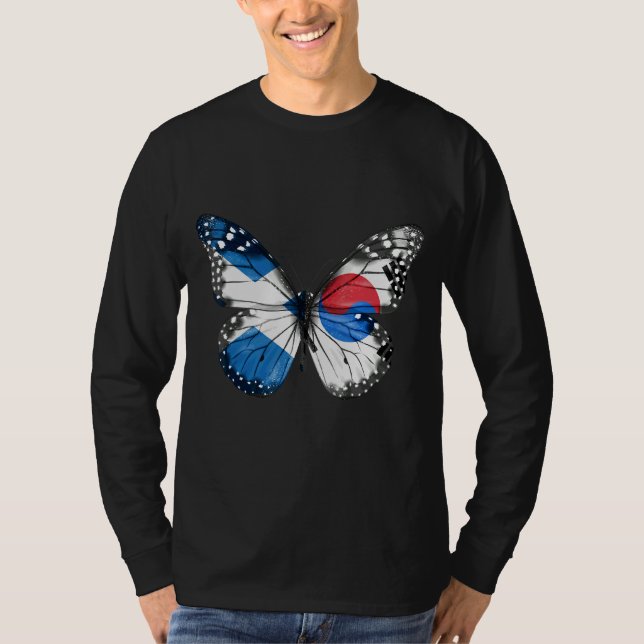 Skotsk sydkoreansk Flagga Butterfly T Shirt (Framsida)